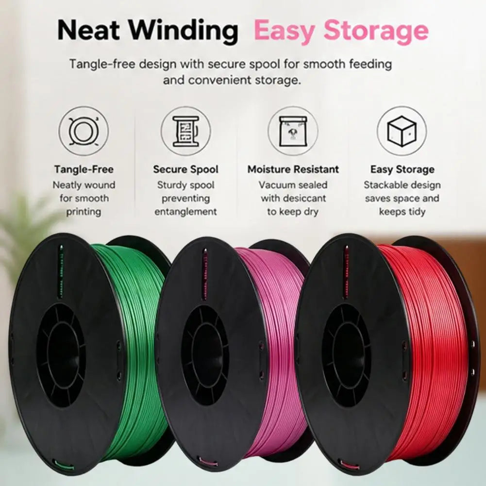 Silk PLA Filament 1.75mm 1kg Spool – Low Warping, Glossy Finish 3D Printer Filament PRIMED