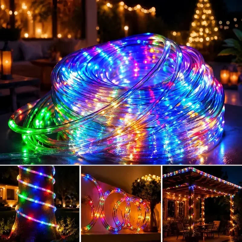 Solar Rope String Lights – 8 Modes Outdoor Waterproof LED Tube Solar String Lights PRIMED