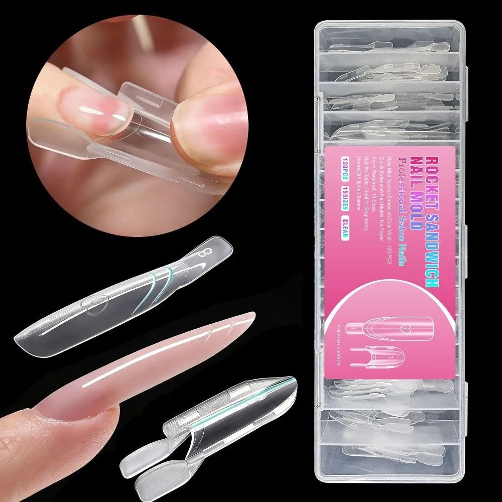 120Pcs Rocket Shape Dual Nail Form Molds | Full Cover DIY