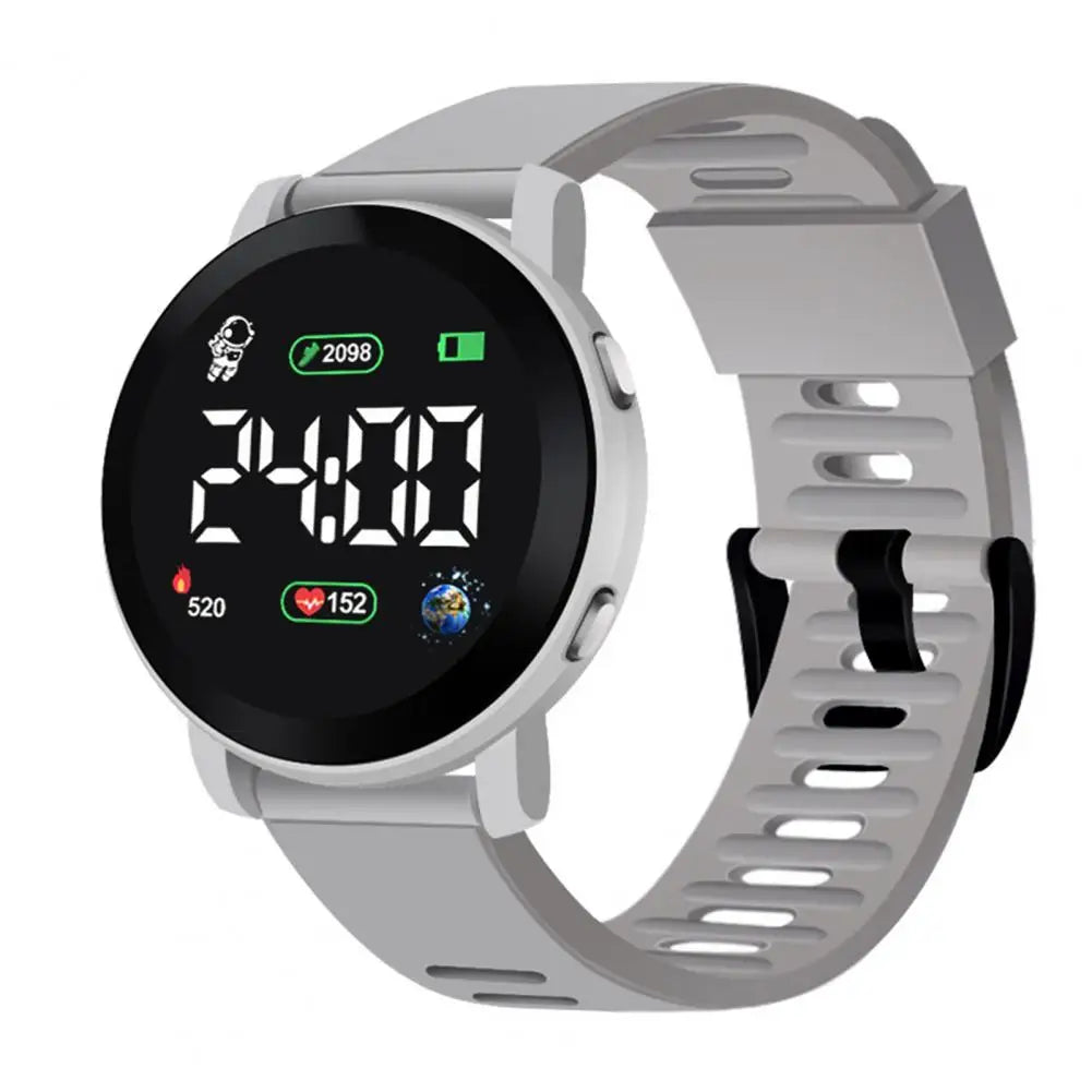 Kids LED Digital Sports Watch – Calendar & Step Tracker Kids Digital Watch PRIMED Grey