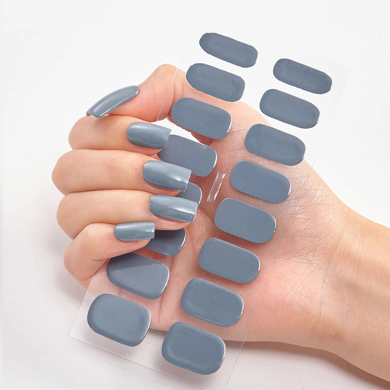 Semi-Cured Gel Nail Wraps Full Cover Stickers – 16pc Set