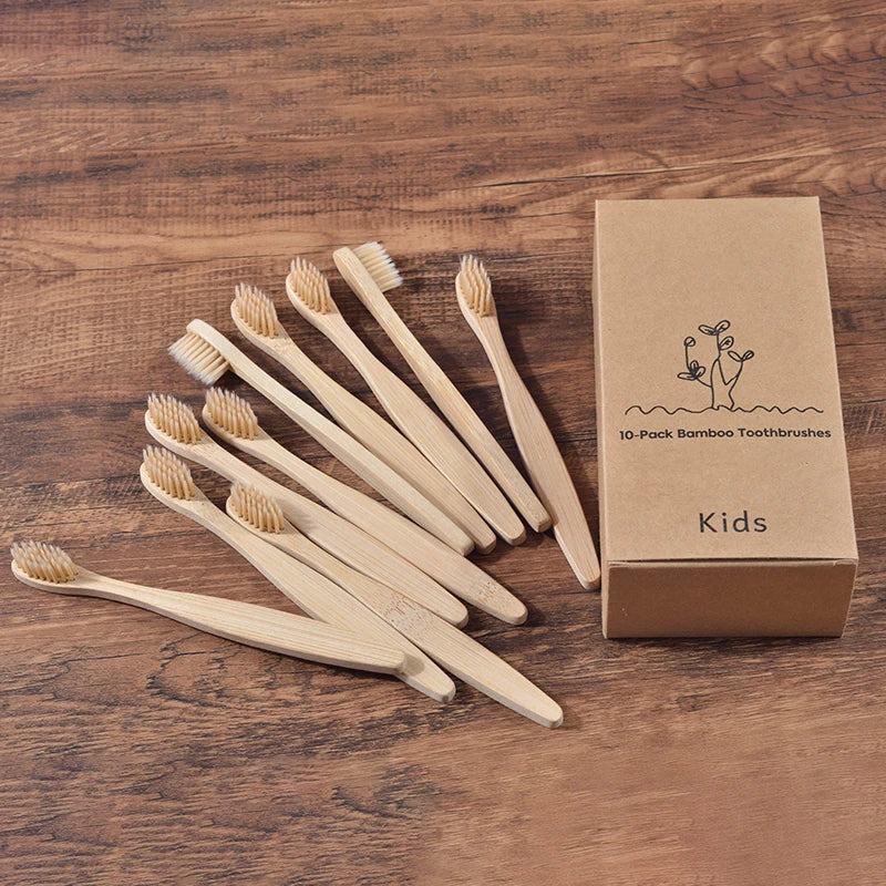 10-Pack Bamboo Toothbrush – BPA Free Soft Charcoal Bristles