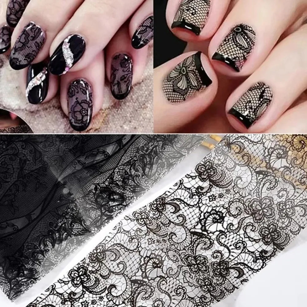 Nail Foil Transfer Stickers – Lace, Leopard & Stripe Designs