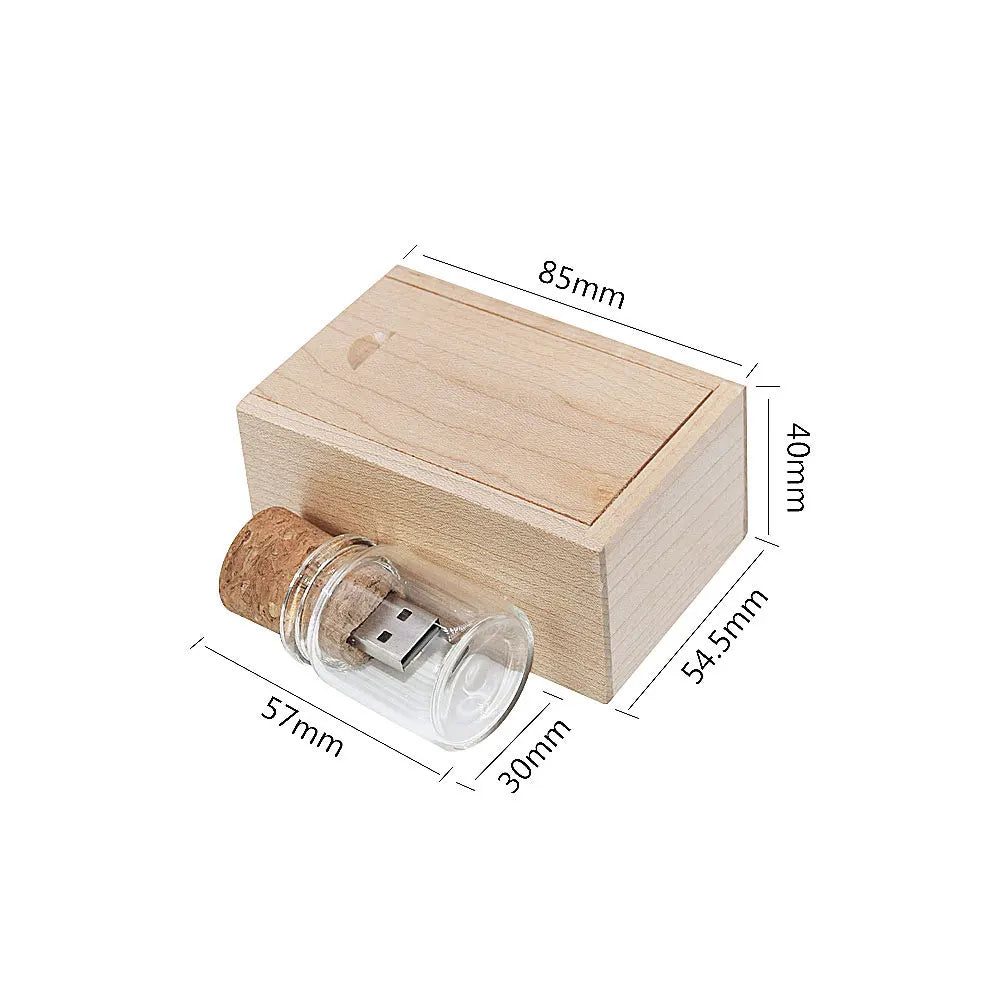 Glass Drift Bottle USB Flash Drive Wooden Cork 16GB 32GB 64GB USB Flash Drive PRIMED
