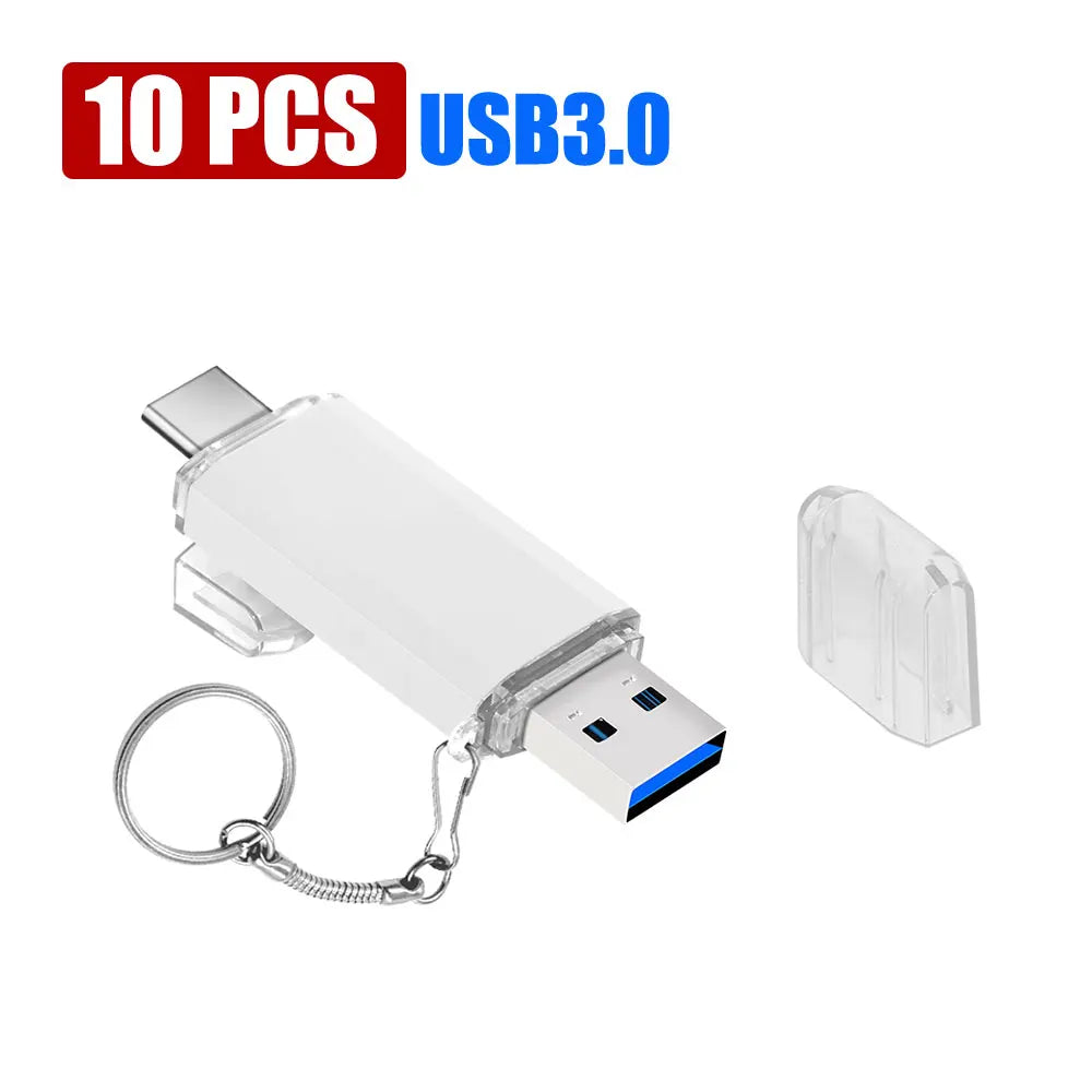 USB 3.0 Type-C 2-in-1 Flash Drive 8GB–128GB | Bulk 10/50 Pack USB Flash Drive PRIMED 4GB White 10PCS China Mainland