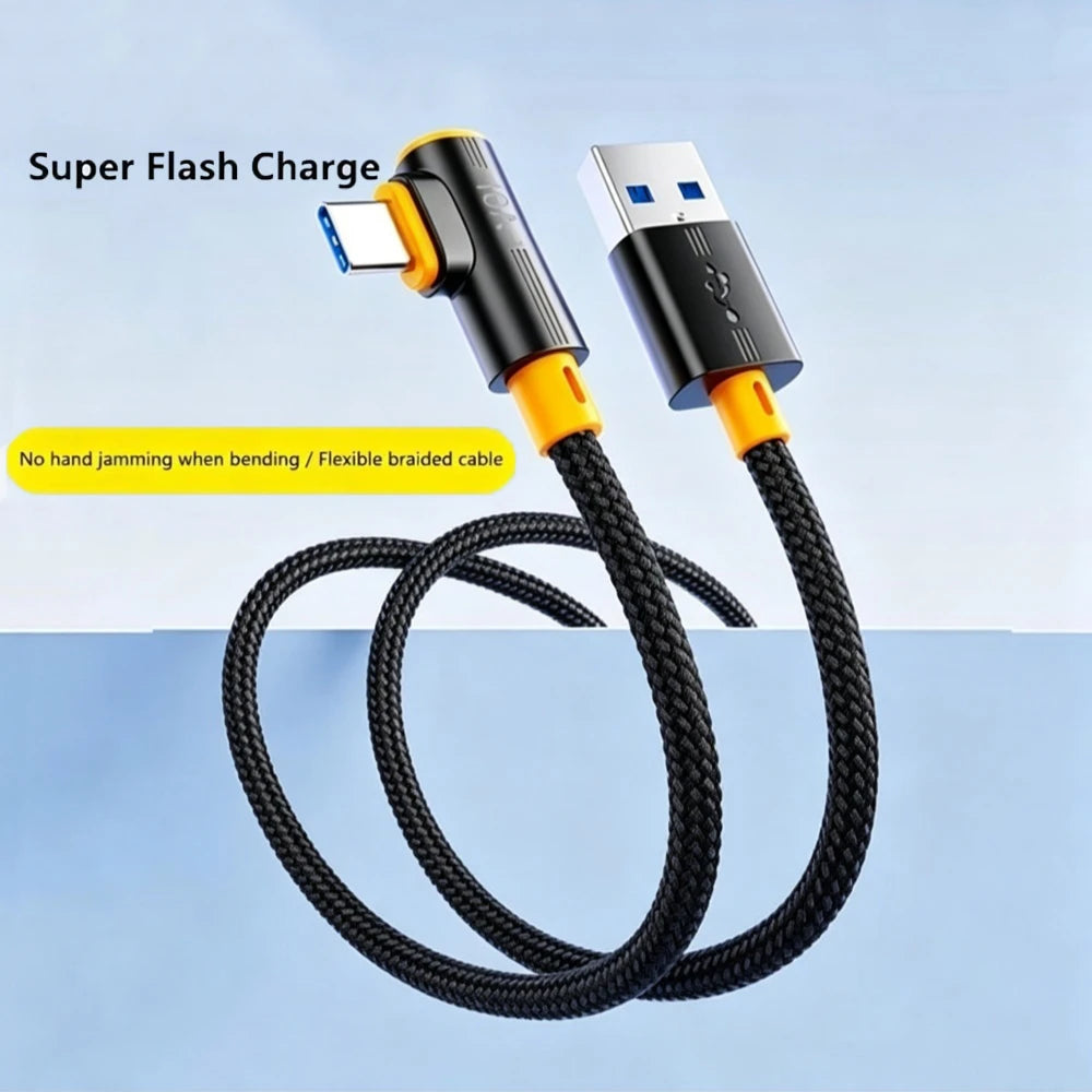 90° Elbow USB-A to USB-C Fast Charging Cable 1M–3M USB-C Charging Cable PRIMED
