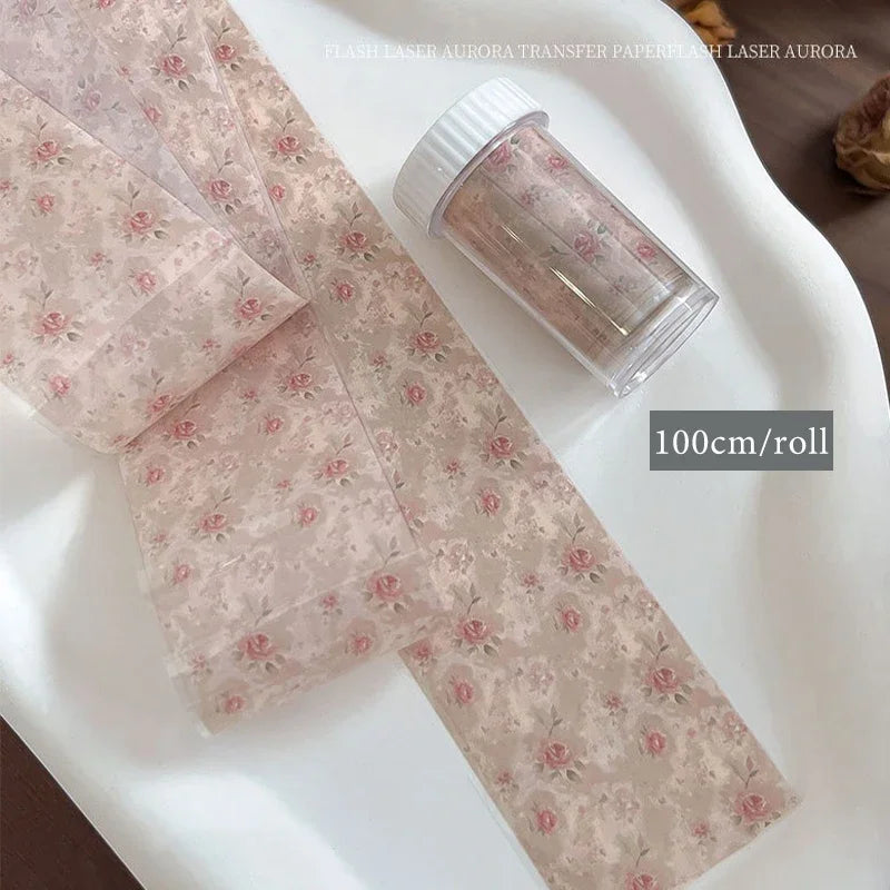 Vintage Rose Nail Foil Transfer Stickers 100cm | Floral Nail Art