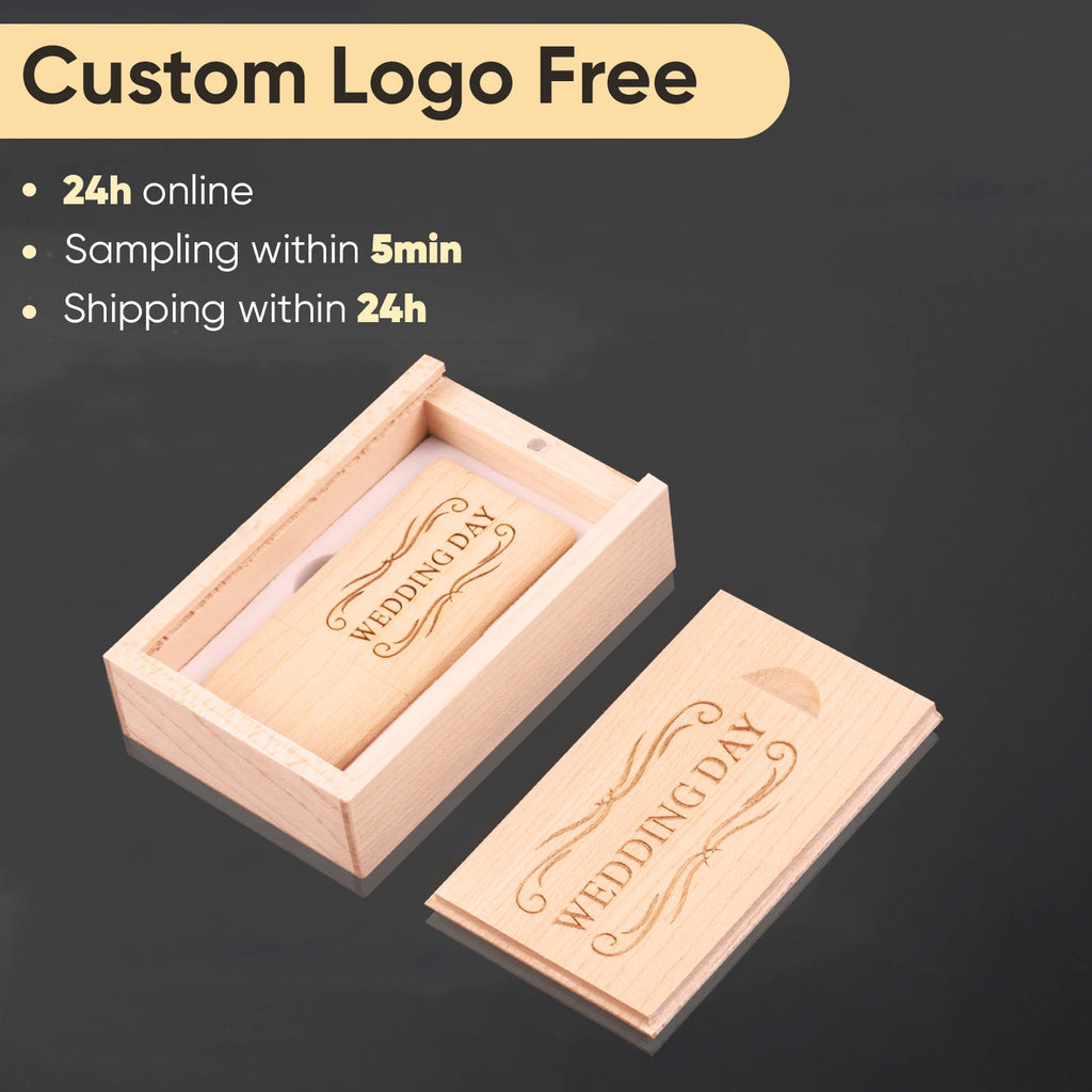 Maple Wood USB Flash Drive | Free Custom Logo | 16–128GB USB Flash Drive PRIMED
