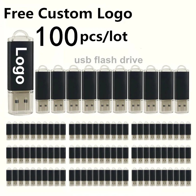 100-Pack Custom Logo USB 2.0 Flash Drives 1GB–64GB Metal Bulk USB Flash Drive PRIMED