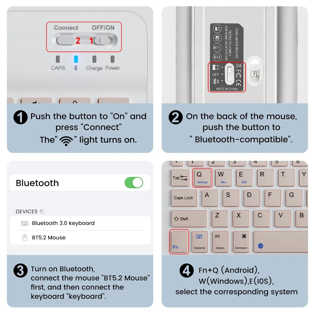 Wireless Bluetooth Keyboard Rechargeable for iPad iPhone Tablet Wireless Bluetooth Keyboard PRIMED