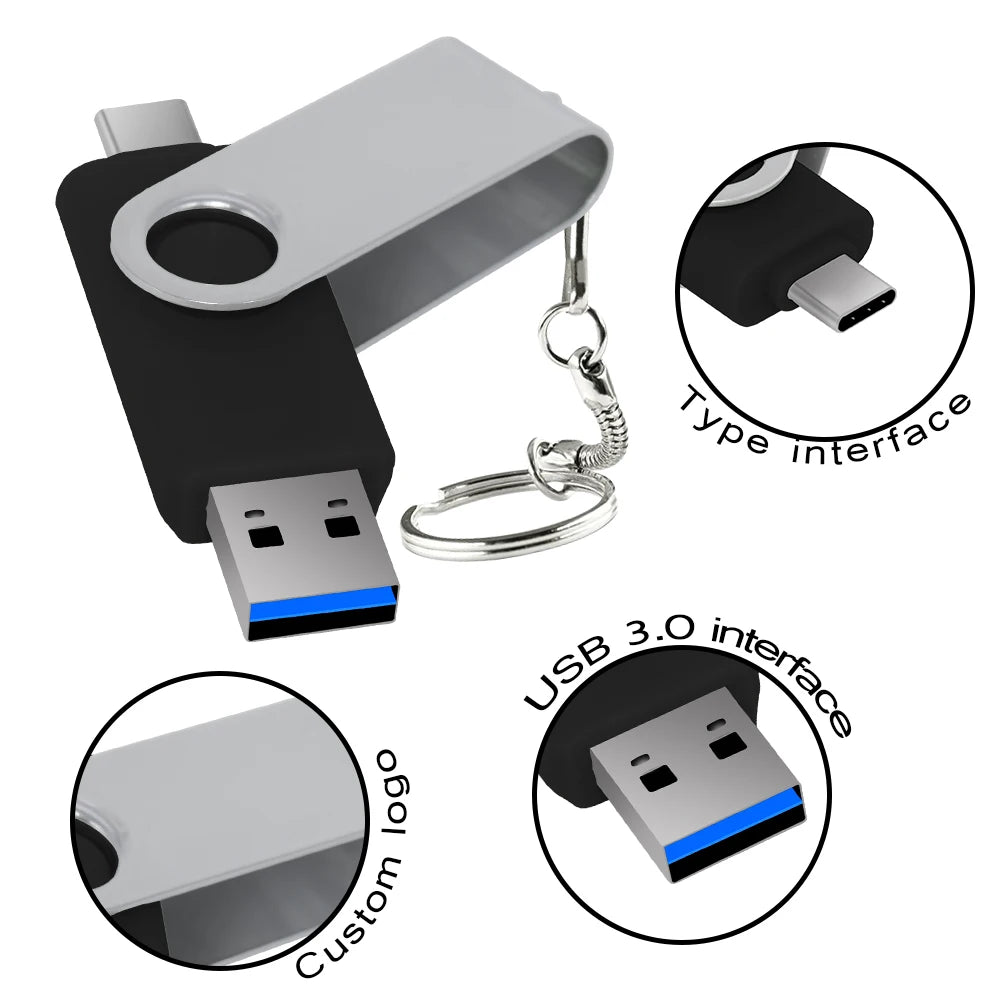 2-in-1 USB-C & USB 3.0 Metal Flash Drive 8GB–128GB USB Flash Drive PRIMED
