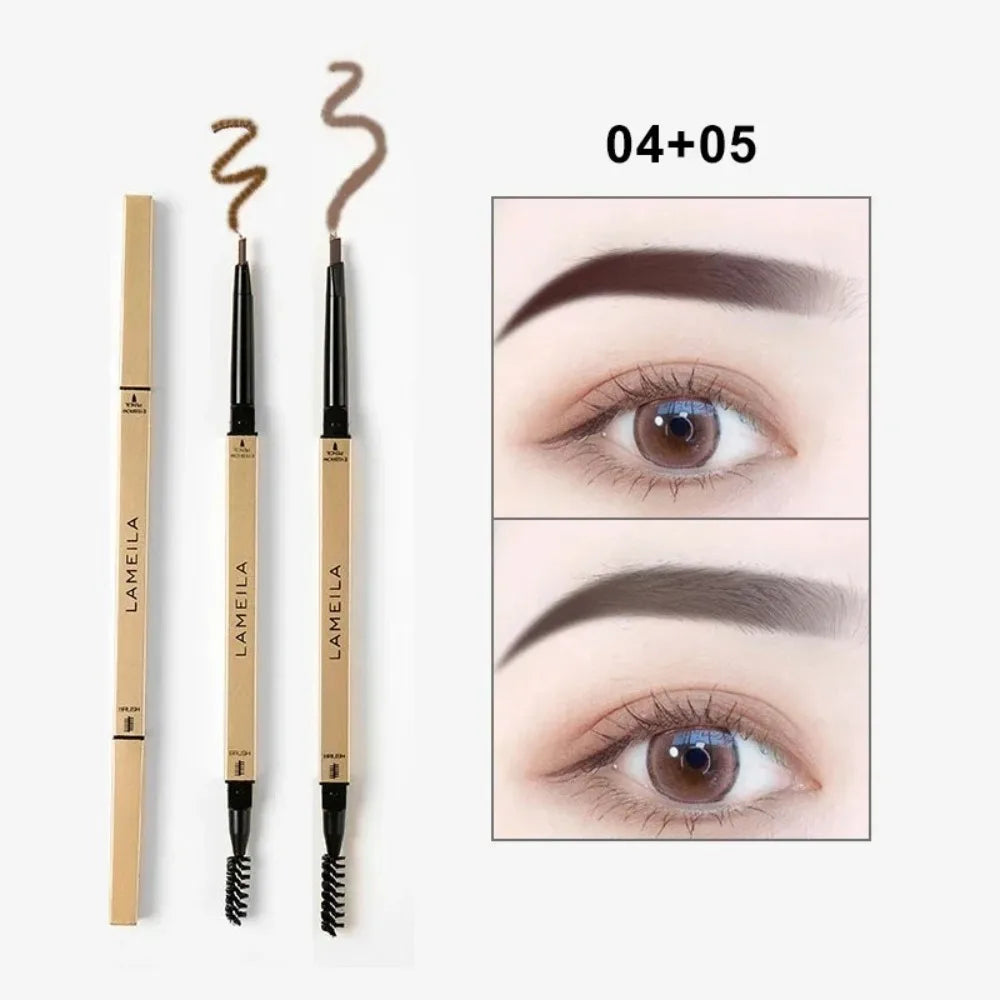 Ultra-Fine Double-Ended Waterproof Eyebrow Pencil – Light Brown Eyebrow Pencil PRIMED 04 Add 05-2Pcs