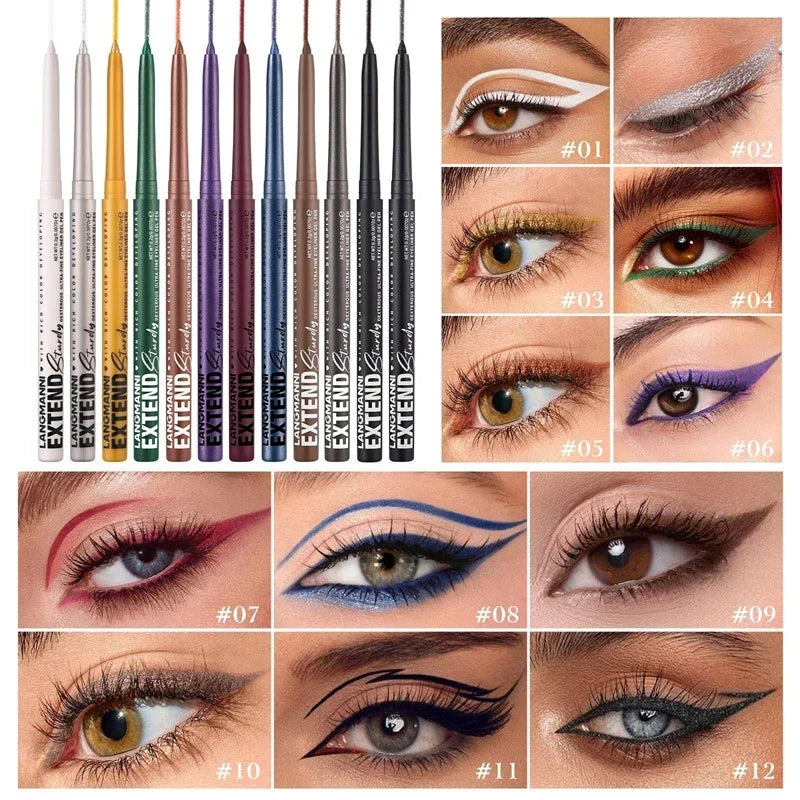 Waterproof Eyeliner Pencil – 12 Matte & Pearl Shades