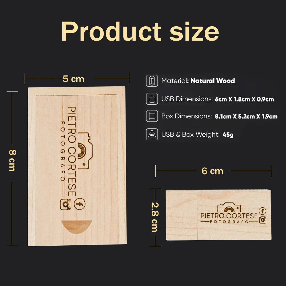 10-Pack Custom Logo Wooden USB Flash Drive 4GB–32GB USB 2.0 Custom USB Flash Drive PRIMED
