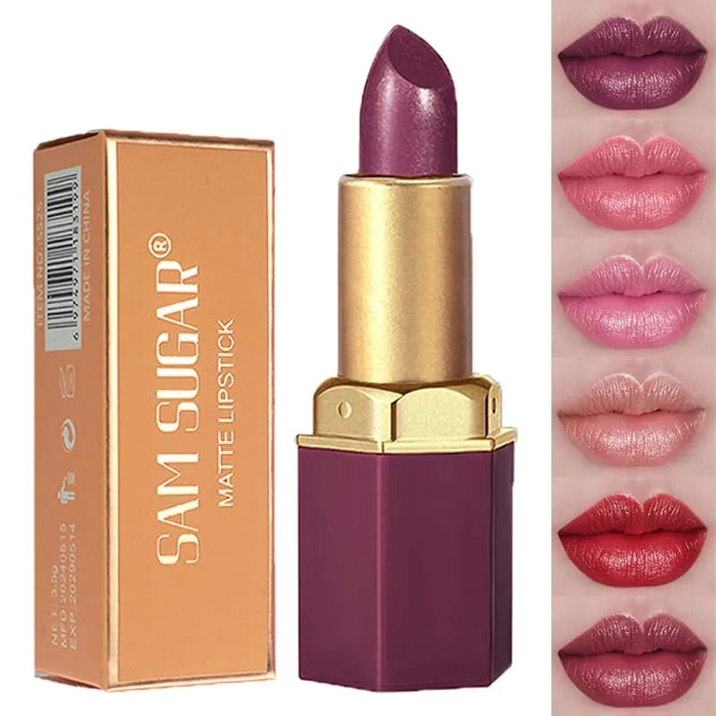 Pearlescent Pink Glitter Velvet Lipstick – Metallic Shine Lip Gloss Glitter Velvet Lipstick PRIMED