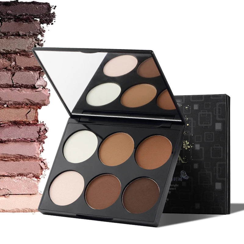 6-Color Highlighter & Contour Palette – 3D Bronzer Makeup Contour Makeup Palette PRIMED