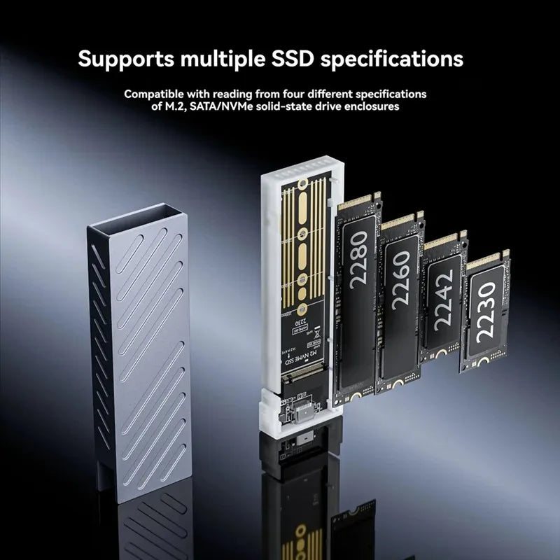 M.2 NVMe SATA SSD Enclosure 10Gbps USB 3.1 Type-C Aluminum SSD Enclosure PRIMED