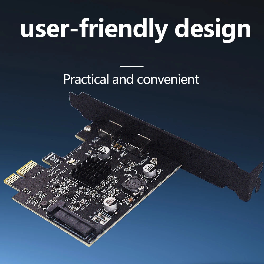 TISHRIC PCIe USB 3.2 Gen 2 Dual Type-C Expansion Card ASM3142 PCIe Expansion Card PRIMED