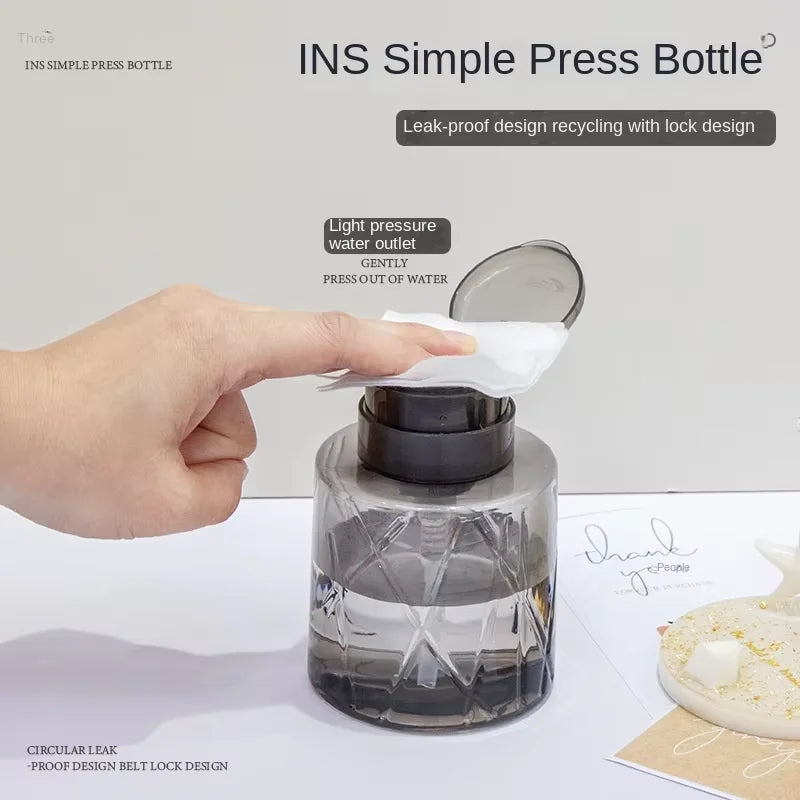 Refillable Lockable Nail Polish Remover Pump Dispenser Bottle