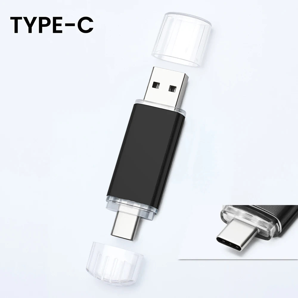 Type-C USB Flash Drive 4GB–128GB | Free Custom Logo Black USB Flash Drive PRIMED black 128MB(NOT GB)