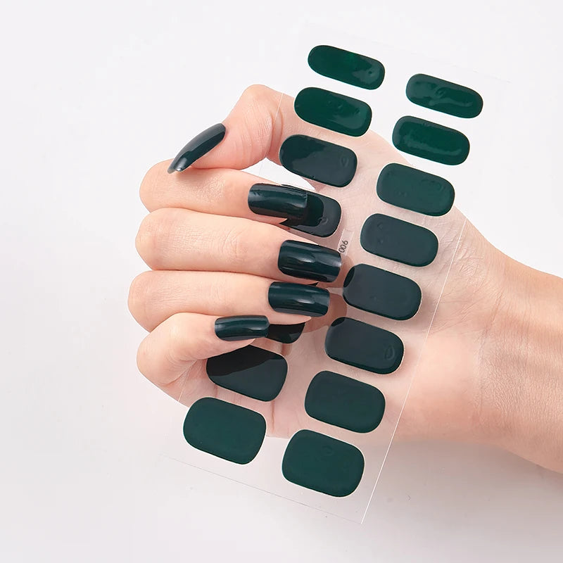 Semi-Cured Gel Nail Wraps Full Cover Stickers – 16pc Set