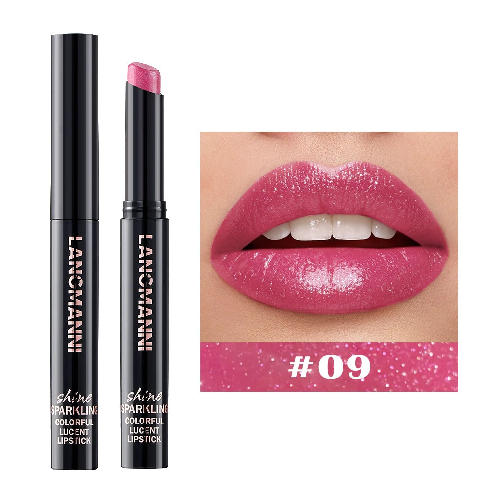 Rotating Diamond Shimmer Lipstick – 10 Colors Glitter Lip Gloss
