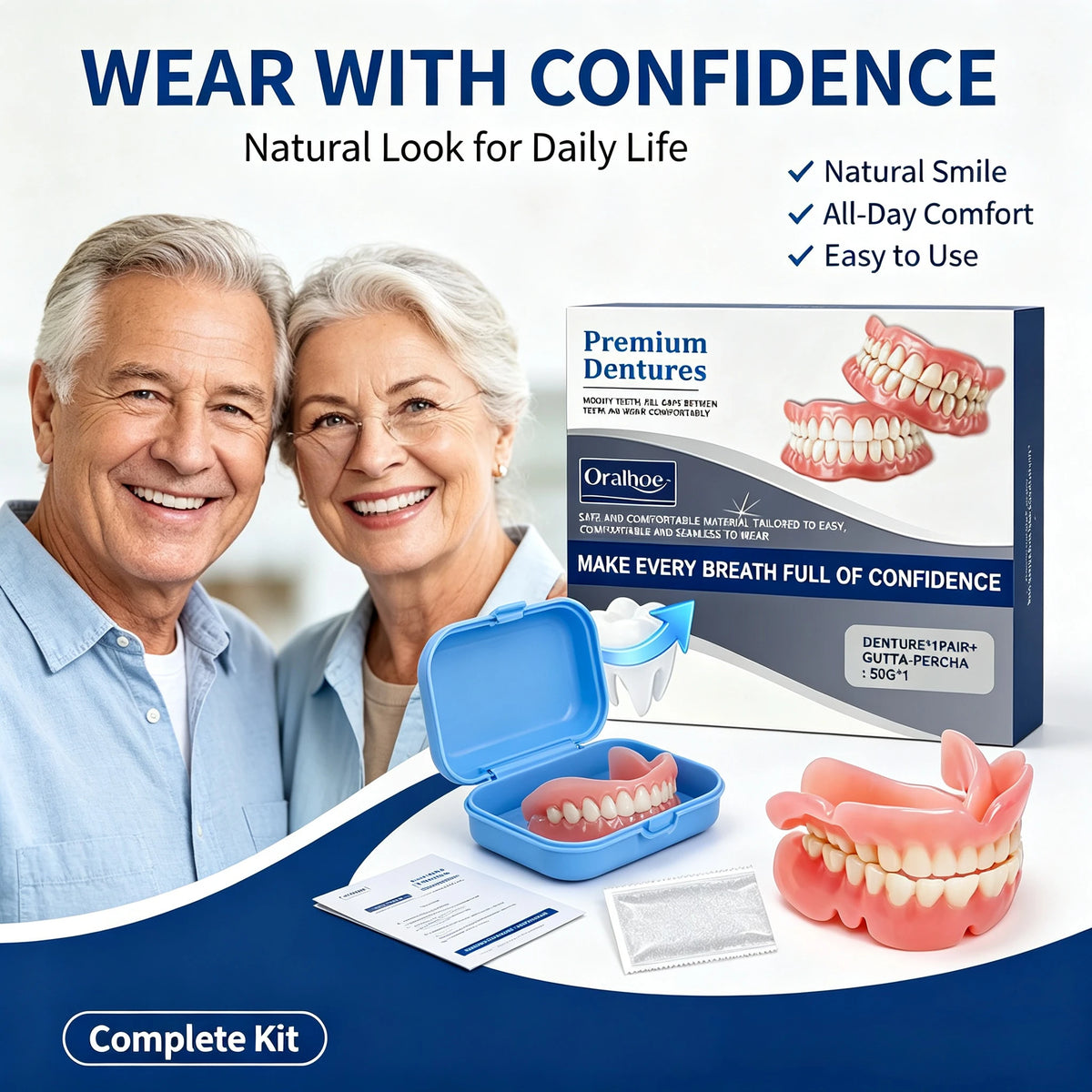 Soft Silicone Snap-On Dentures Full Set – Upper & Lower