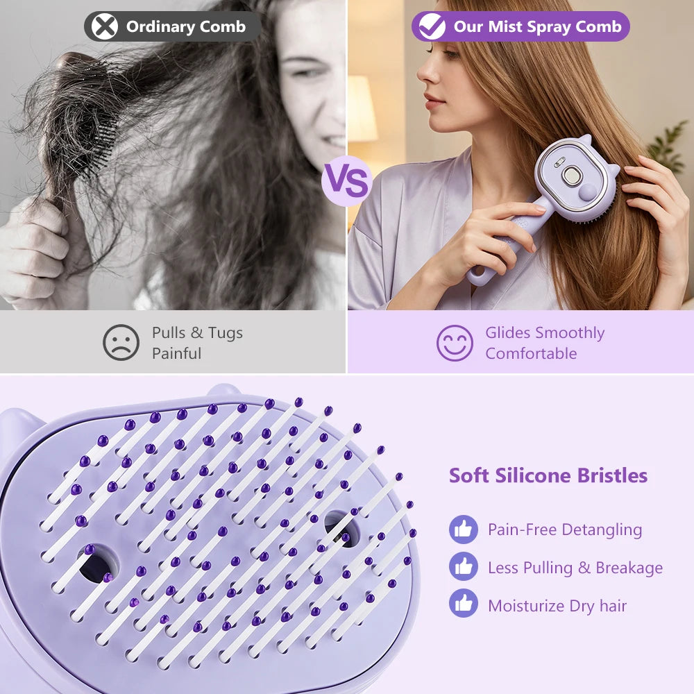 Hailicare 3-in-1 Mist Spray Scalp Massage Comb | Rechargeable Electric Hair Brush PRIMED