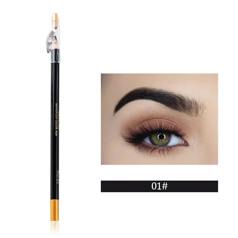 Wooden Eyebrow & Eyeliner Pencil with Built-In Sharpener