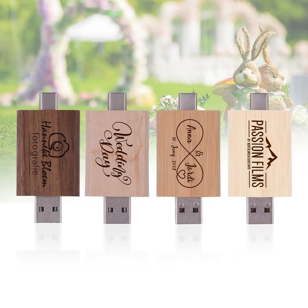 Wooden USB Flash Drive Type-C Custom Logo 16–128GB | JASTER USB Flash Drive PRIMED