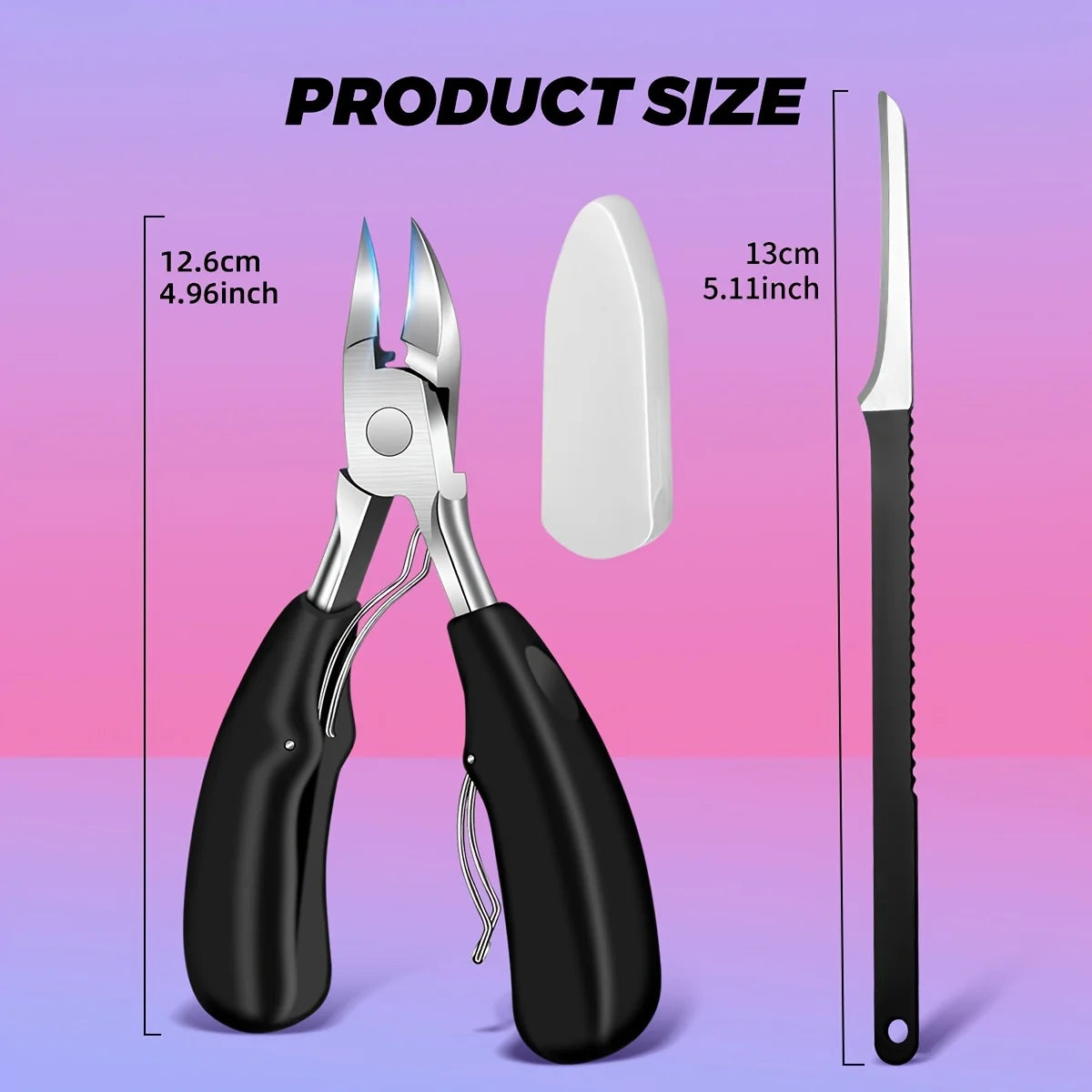 Stainless Steel Toenail Clipper Set – Thick & Ingrown Nails