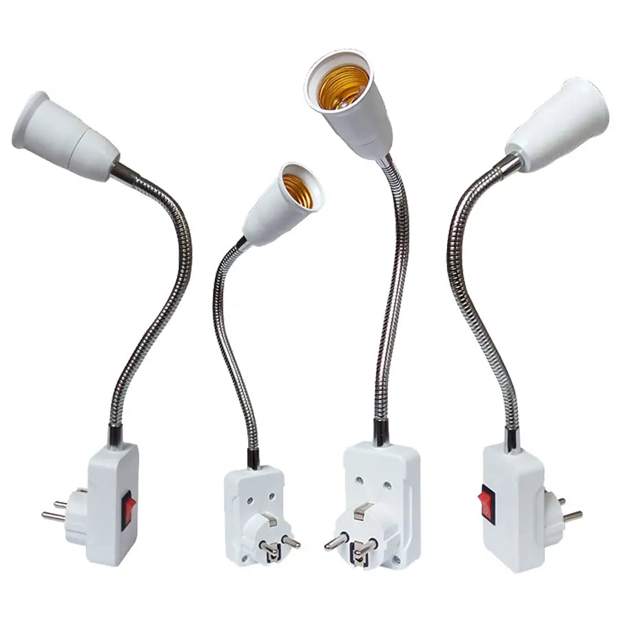 Flexible Gooseneck E27 Lamp Socket Converter – EU/US Plug Lamp Socket Converter PRIMED 20cm EU Plug
