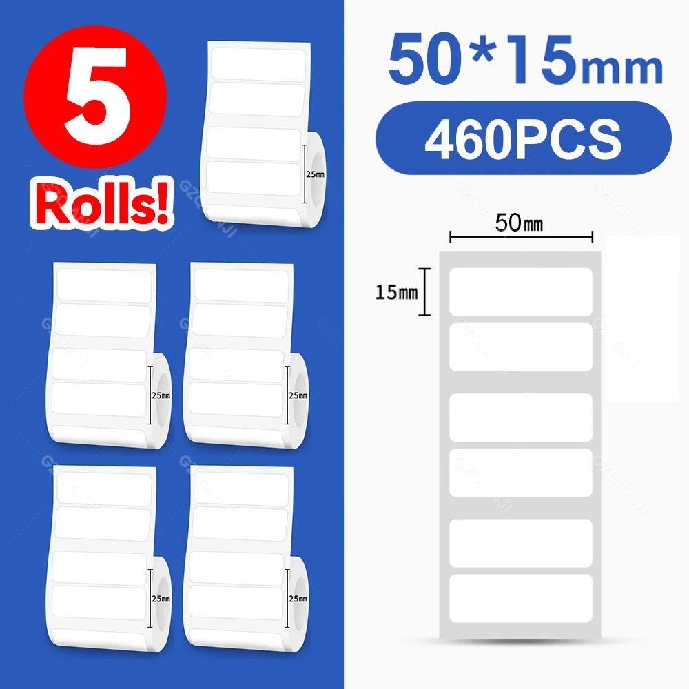 Niimbot Thermal Label Paper 5 Rolls 30–50mm | B1 B21 B203 B3S Thermal Label Rolls PRIMED 5Rolls WH50-15mm