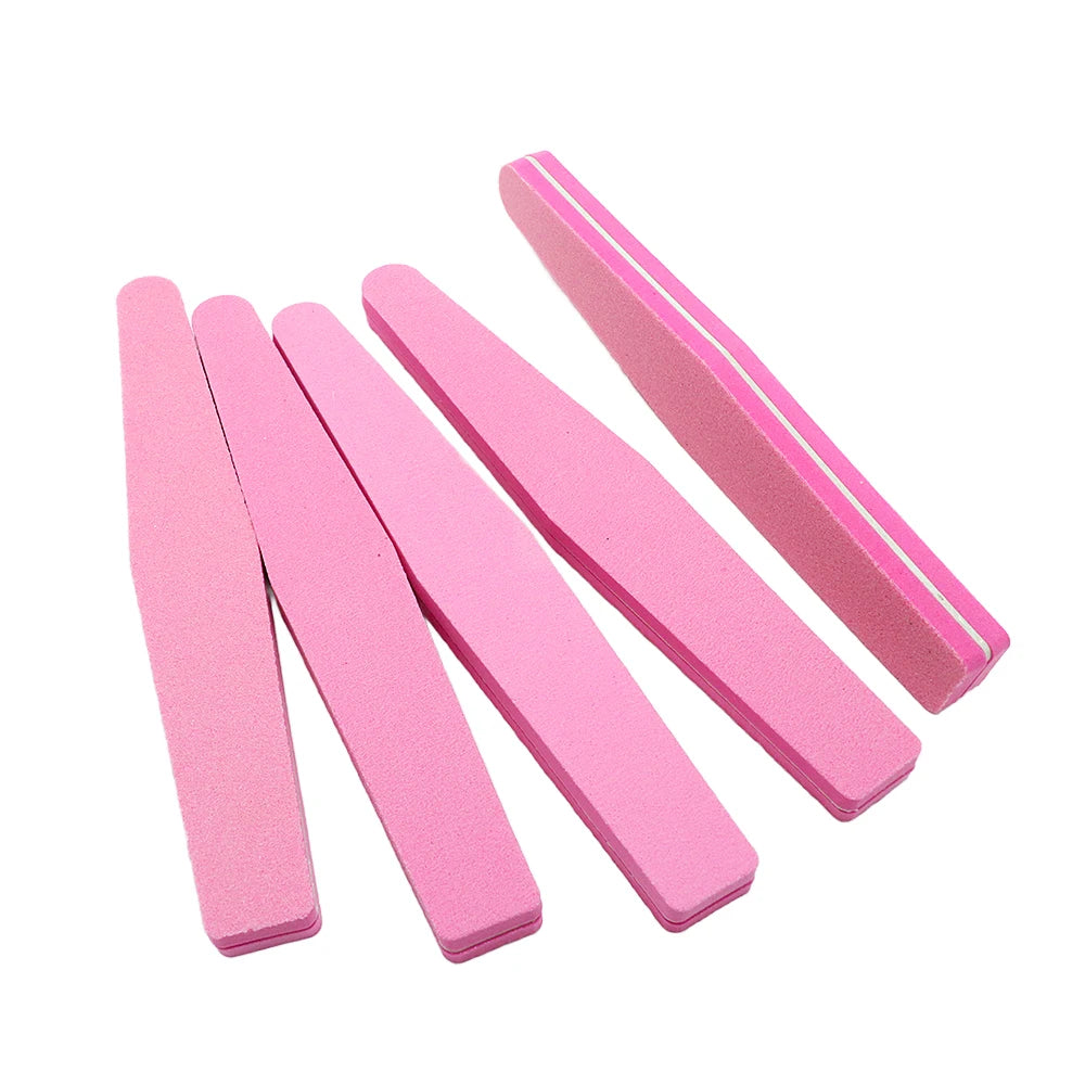 JEARLYU Rhombus Sponge Nail Files 5/10 Pack – Buffer & Polish Sponge Nail Files PRIMED 5pcs Pink