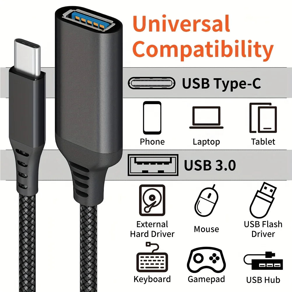 USB-C to USB 3.0 OTG Adapter Cable – Male to Female, 0.2m USB-C OTG Adapter PRIMED