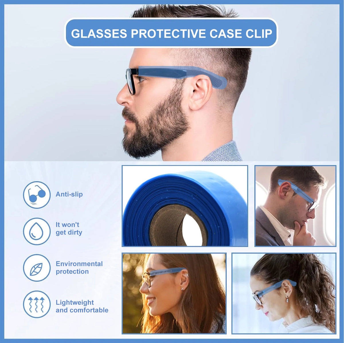 200Pcs Barber Glasses Leg Sleeves – Anti-Slip & Hygienic Eyeglass Sleeve Covers PRIMED