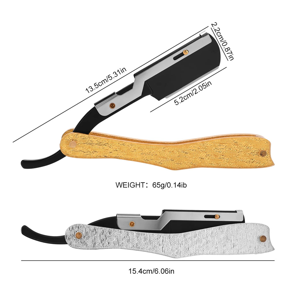 Vintage Straight Razor Replaceable Blades – Stainless Steel Shaver Straight Razor PRIMED