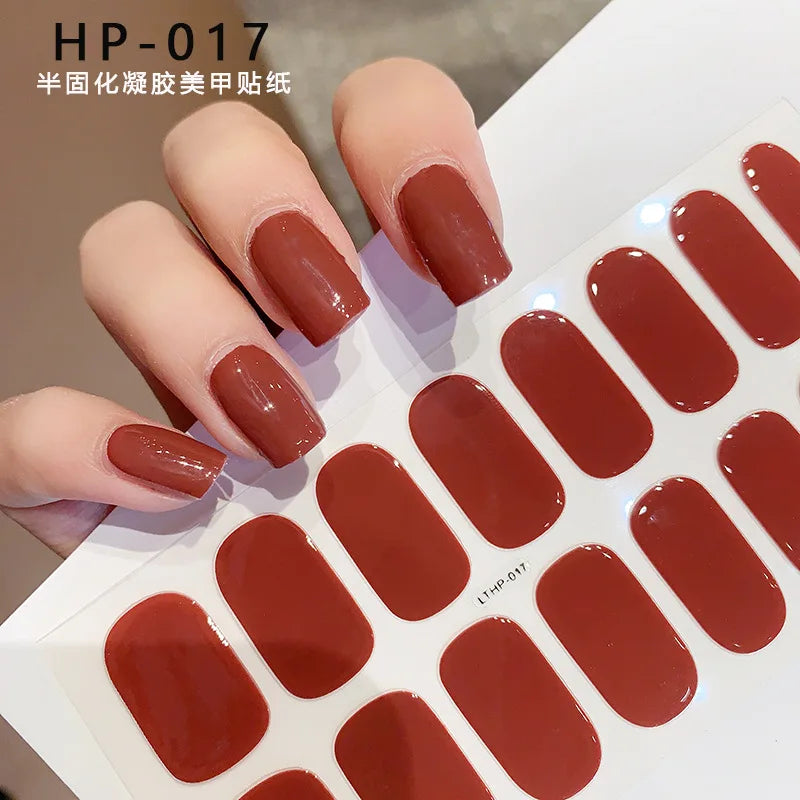 Semi-Cured Gel Nail Wraps Pink Tulip Floral | 16 Tips/Sheet