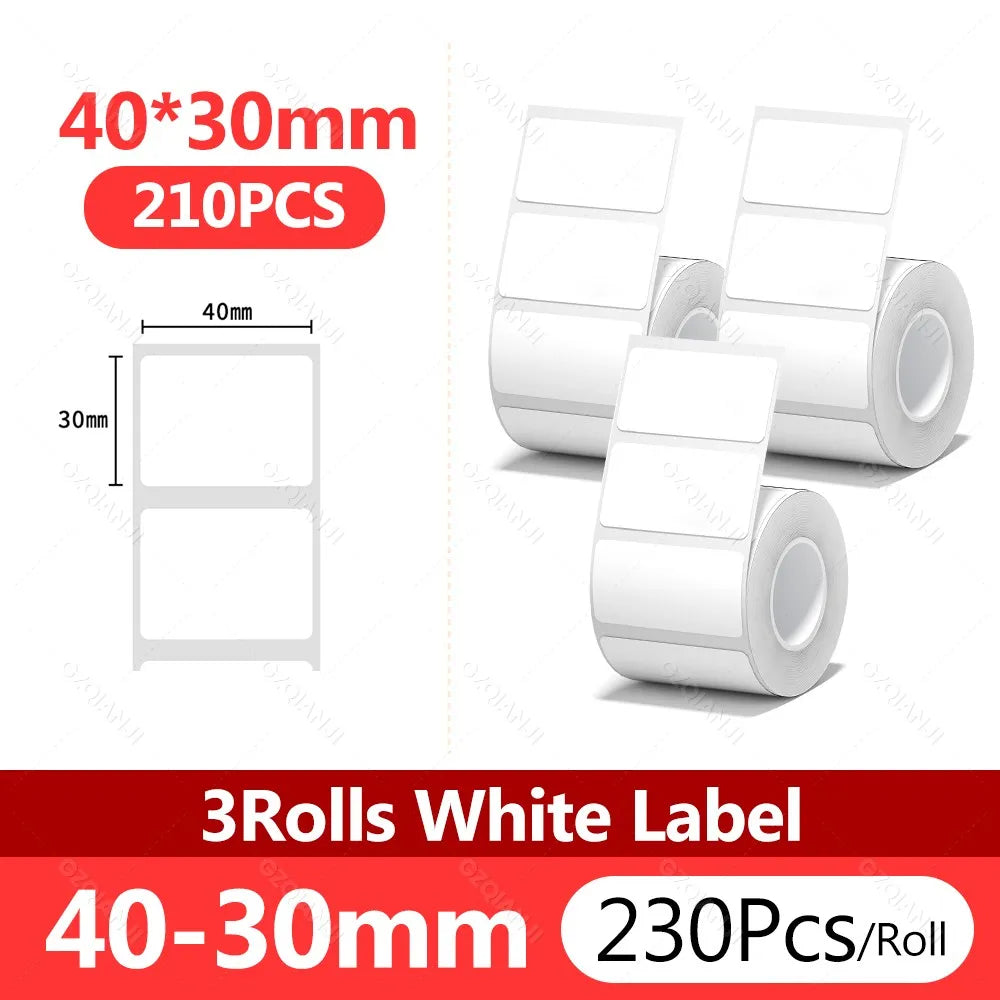 NIIMBOT Thermal White Label Rolls 3-Pack | B1 B21 B3S B31 Thermal Label Rolls PRIMED 3Rolls 40x30mm