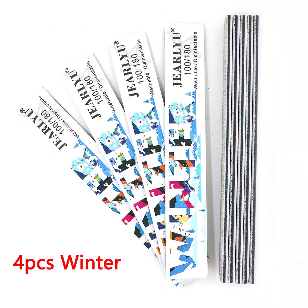JEARLYU Nail File Buffer Set 100/180 Grit – 4 to 18 Pcs Nail File Buffer PRIMED 4pcs-Winter