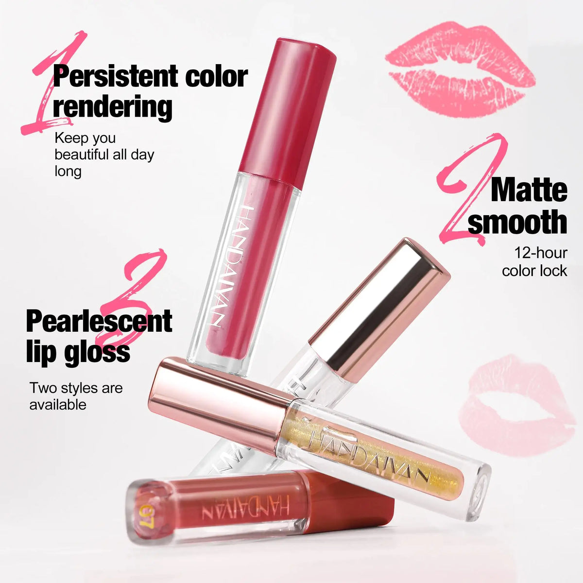 Handaiyan 4pcs Velvet Liquid Lipstick Set – Waterproof Lip Gloss Liquid Lipstick Set PRIMED