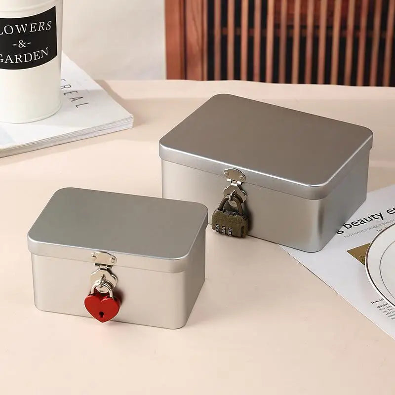 Lockable Tinplate Storage Box – Jewelry, Coins & Desk Organizer Lockable Storage Box PRIMED