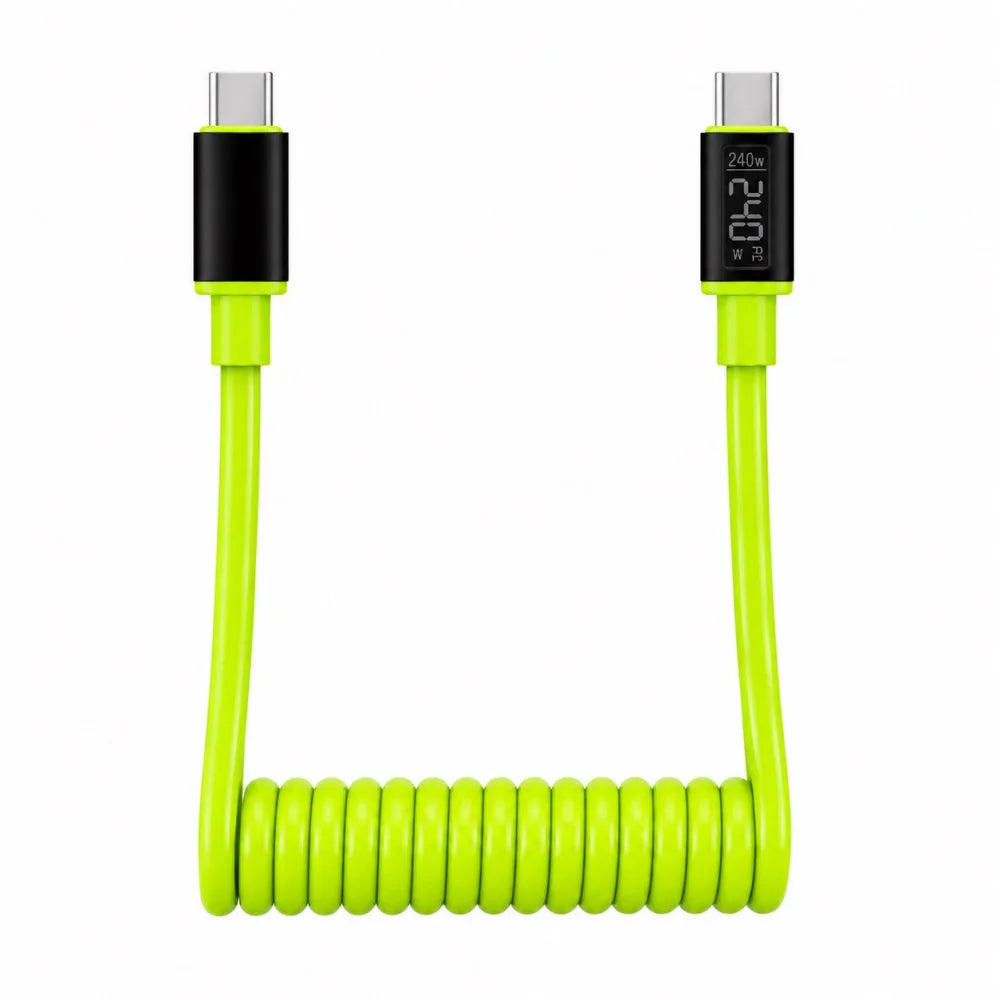 USB-C to USB-C 240W Spring Fast Charging Cable | 1m & 2m USB-C Charging Cable PRIMED Green C To C 1m