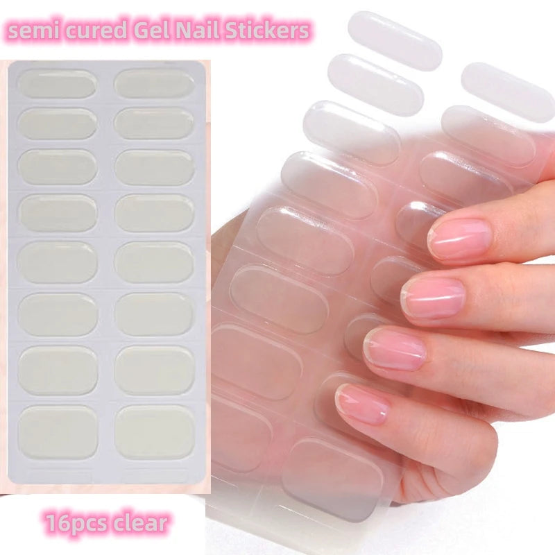 Semi-Cured Gel Nail Wraps Pink Tulip Floral | 16 Tips/Sheet