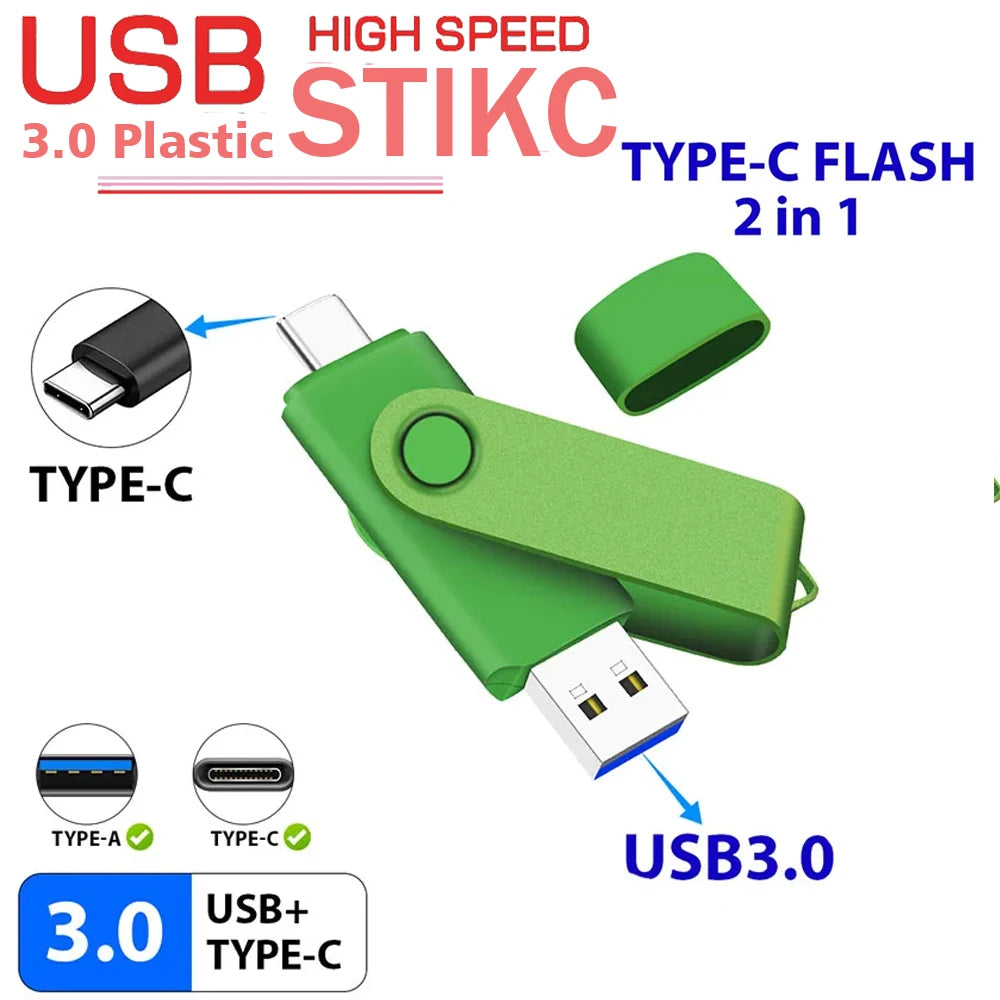 JASTER Dual Type-C & USB 3.0 OTG Flash Drive 32GB–512GB USB Flash Drive PRIMED