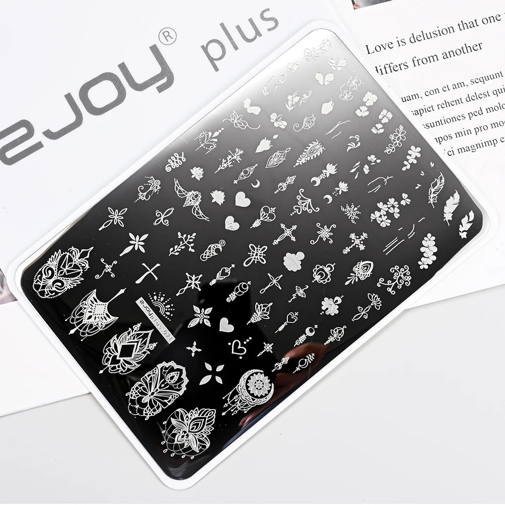 Nail Art Stamping Plate – Flower, Leaf & Butterfly Stencil Nail Stamping Plate PRIMED TL-Plus021