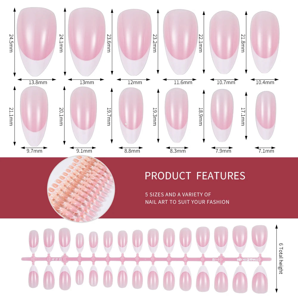 150pcs Almond French Press-On Nails | Full Cover False Nail Tips