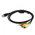 1.5m USB to 3RCA A/V Adapter Cable for TV, Mac & PC AV Adapter Cable PRIMED black