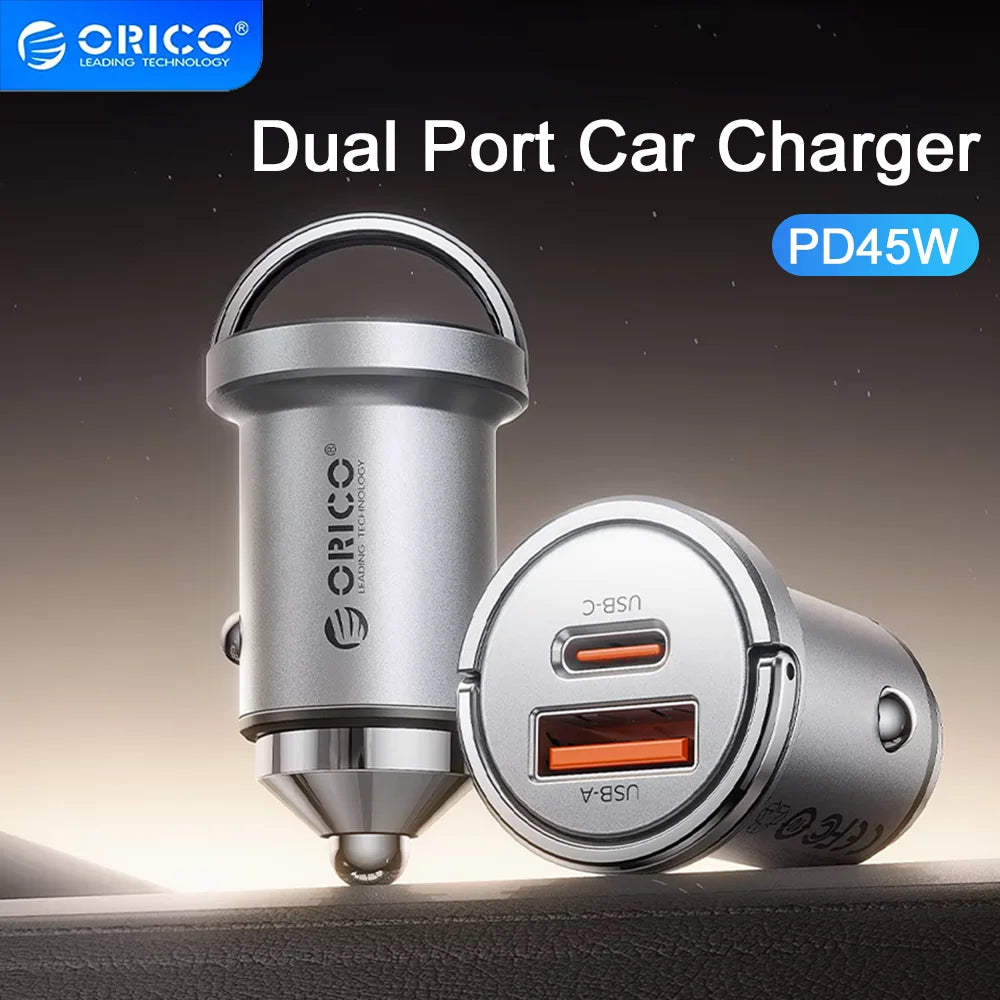 ORICO PD 45W Dual Port USB-A & USB-C Fast Car Charger Car Charger PRIMED