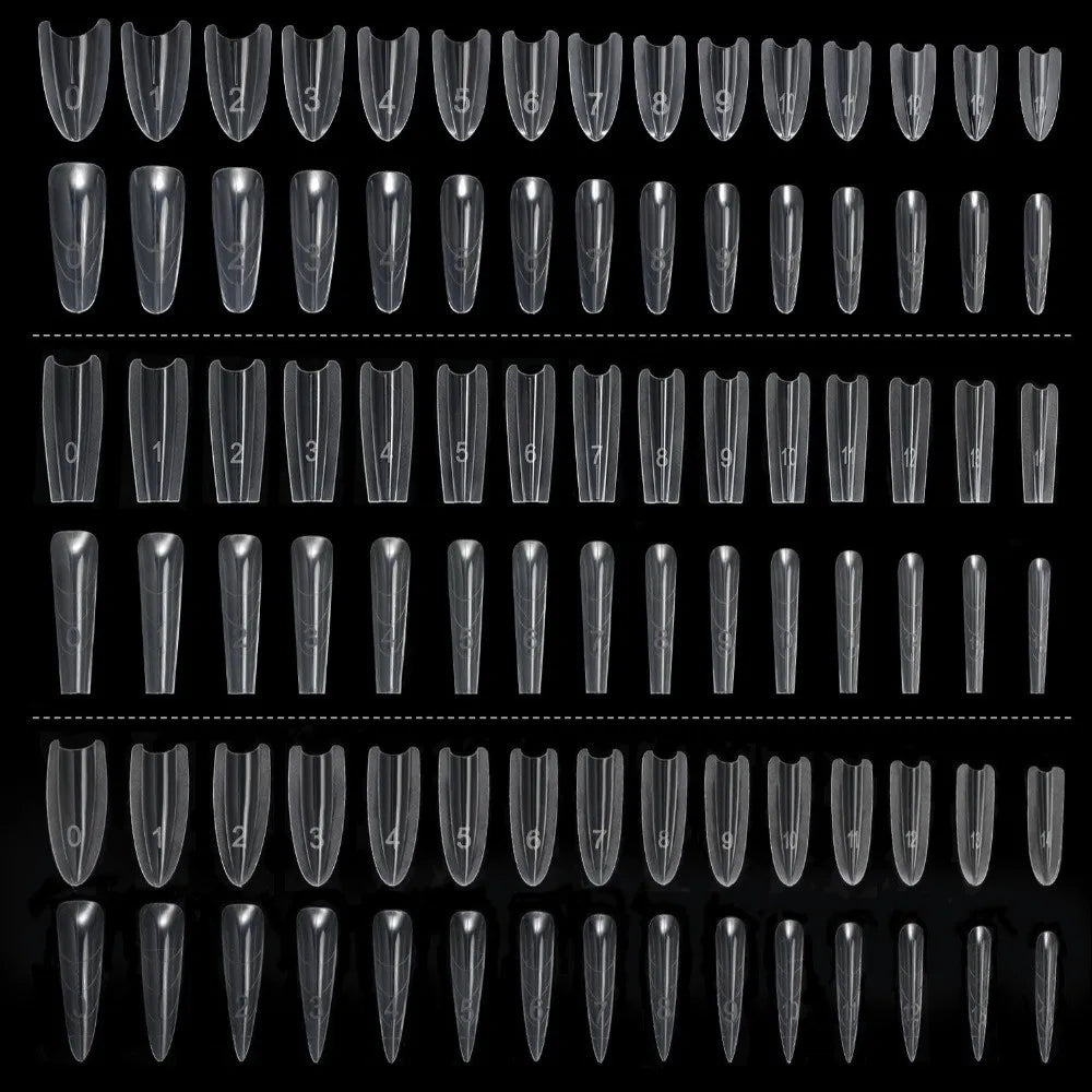 240pcs Mixed False Nail Extension Molds – Oval & Square Tips